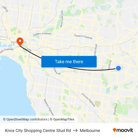 Knox City Shopping Centre Stud Rd to Melbourne map