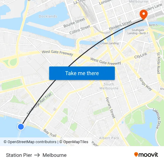 Station Pier to Melbourne map