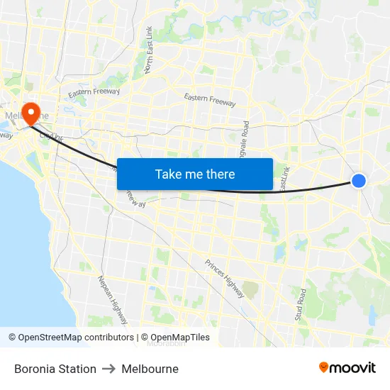 Boronia Station to Melbourne map