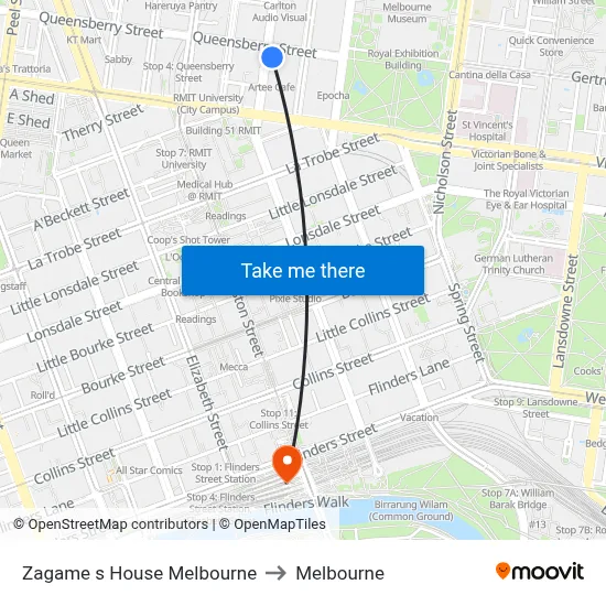 Zagame s House Melbourne to Melbourne map