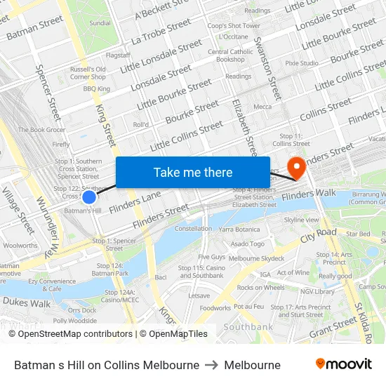 Batman s Hill on Collins Melbourne to Melbourne map