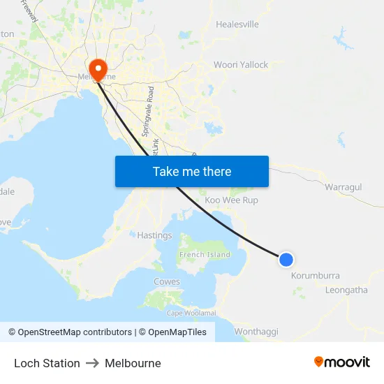 Loch Station to Melbourne map