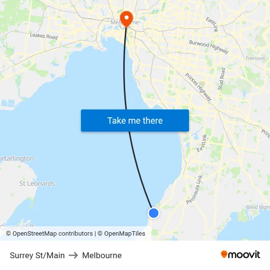 Surrey St/Main to Melbourne map