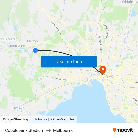 Cobblebank Stadium to Melbourne map