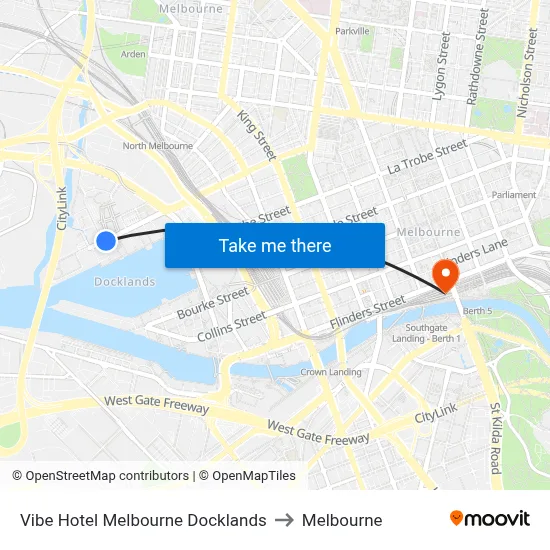 Vibe Hotel Melbourne Docklands to Melbourne map