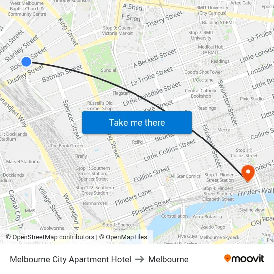 Melbourne City Apartment Hotel to Melbourne map