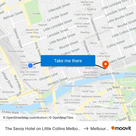 The Savoy Hotel on Little Collins Melbourne to Melbourne map