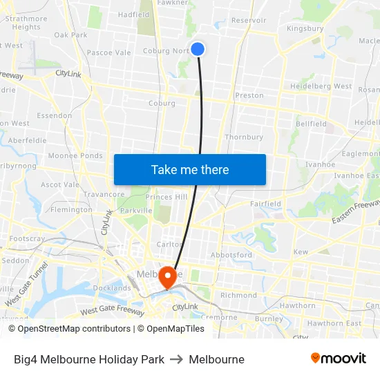 Big4 Melbourne Holiday Park to Melbourne map