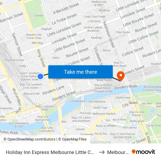 Holiday Inn Express Melbourne Little Collins to Melbourne map