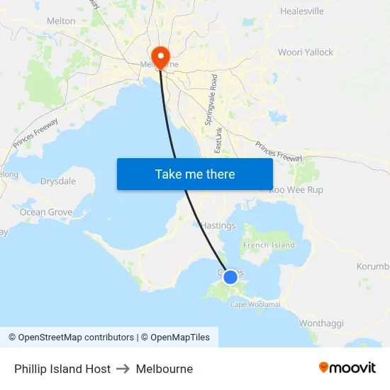 Phillip Island Host to Melbourne map