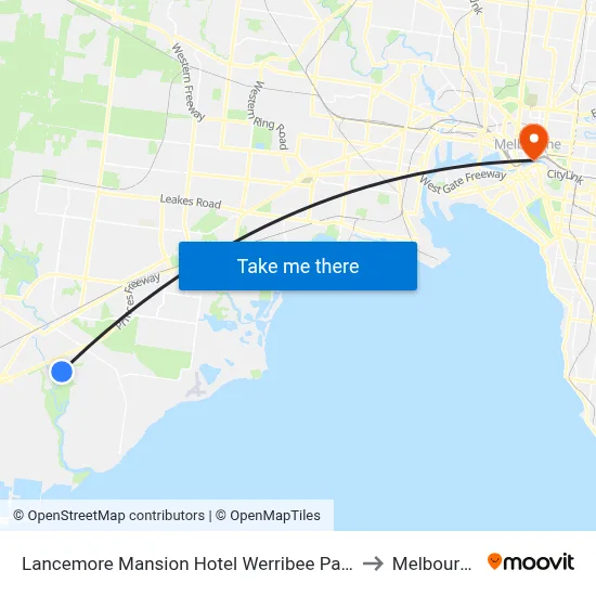 Lancemore Mansion Hotel Werribee Park to Melbourne map