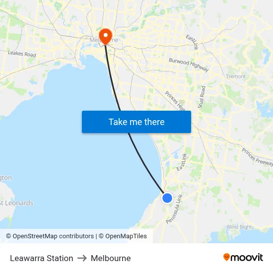 Leawarra Station to Melbourne map