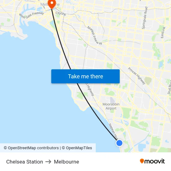 Chelsea Station to Melbourne map