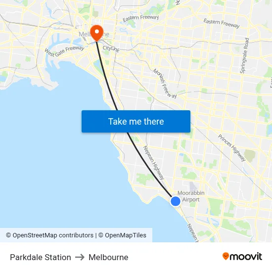Parkdale Station to Melbourne map