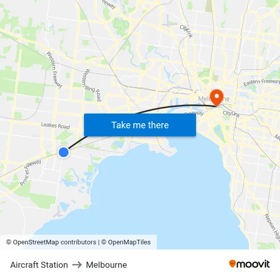 Aircraft Station to Melbourne map