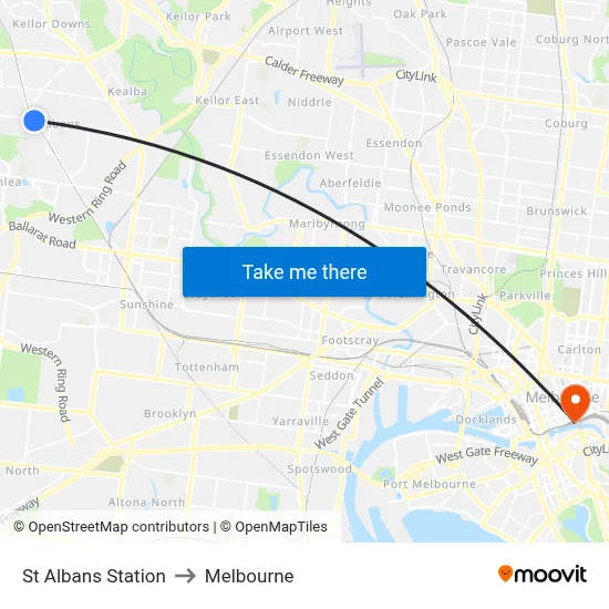 St Albans Station to Melbourne map