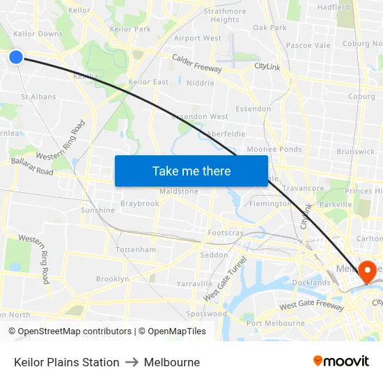 Keilor Plains Station to Melbourne map