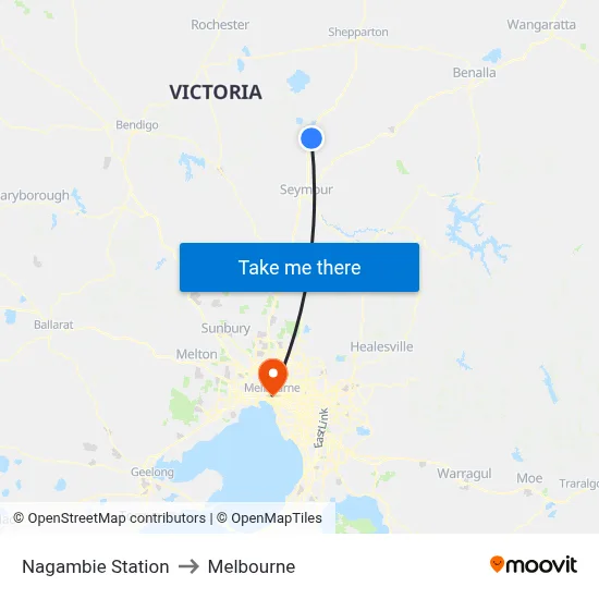 Nagambie Station to Melbourne map