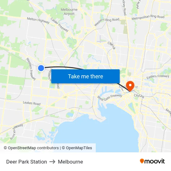 Deer Park Station to Melbourne map