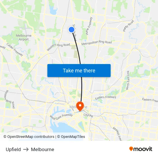 Upfield to Melbourne map