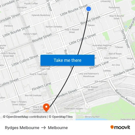 Rydges Melbourne to Melbourne map