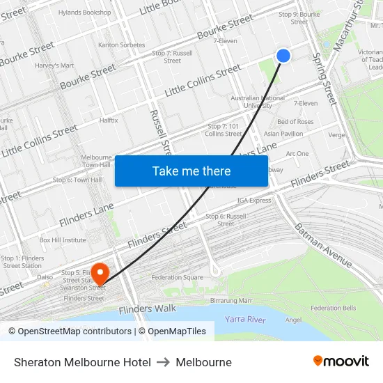 Sheraton Melbourne Hotel to Melbourne map