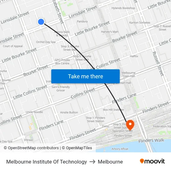 Melbourne Institute Of Technology to Melbourne map