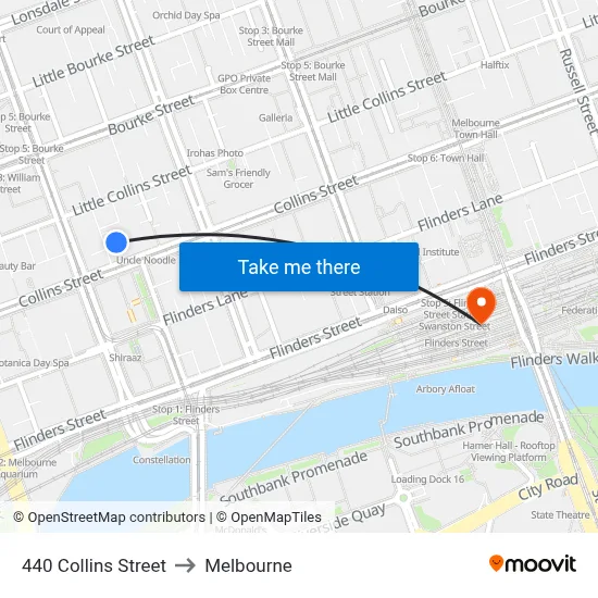 440 Collins Street to Melbourne map