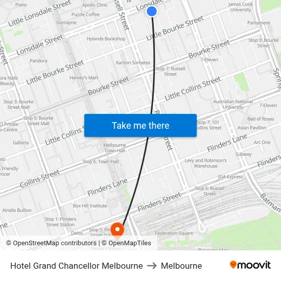 Hotel Grand Chancellor Melbourne to Melbourne map