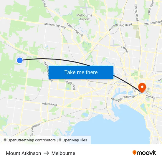 Mount Atkinson to Melbourne map