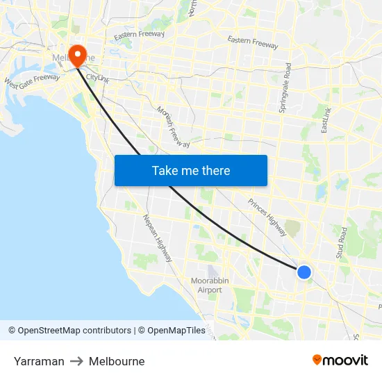 Yarraman to Melbourne map