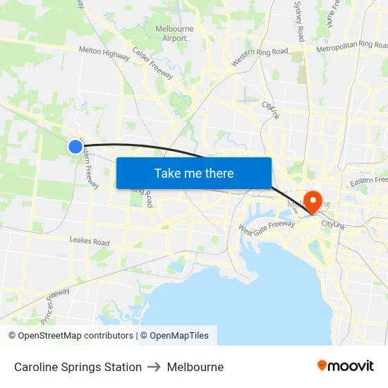 Caroline Springs Station to Melbourne map