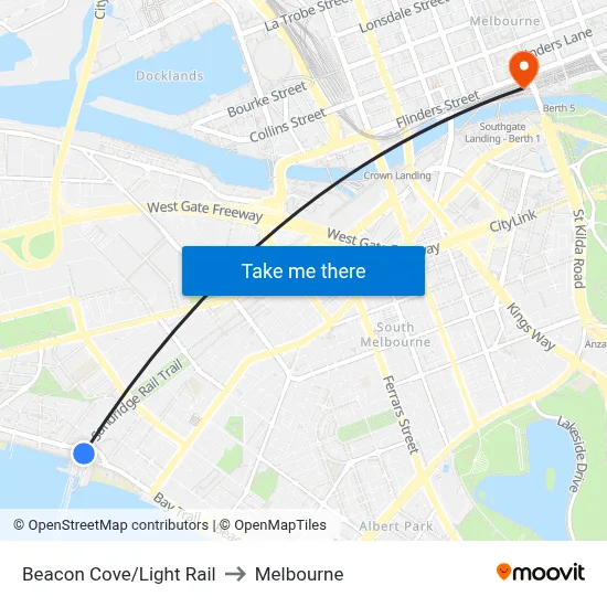Beacon Cove/Light Rail to Melbourne map