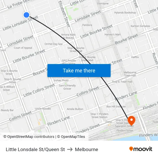 Little Lonsdale St/Queen St to Melbourne map