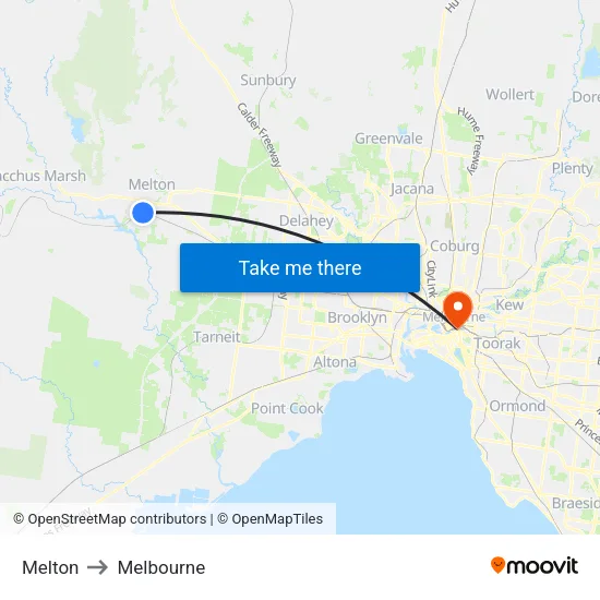 Melton to Melbourne map