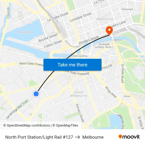 North Port Station/Light Rail #127 to Melbourne map