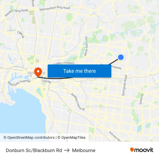 Donburn Sc/Blackburn Rd to Melbourne map