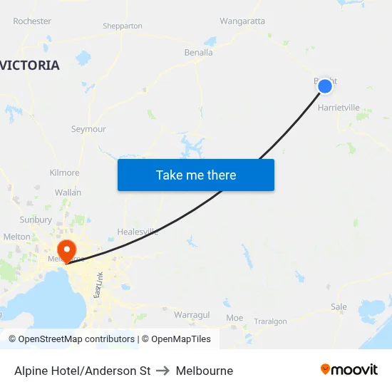 Alpine Hotel/Anderson St to Melbourne map
