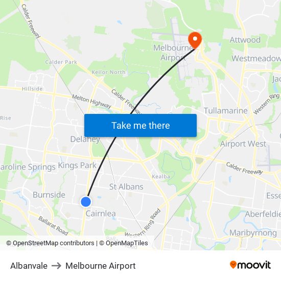 Albanvale to Melbourne Airport map