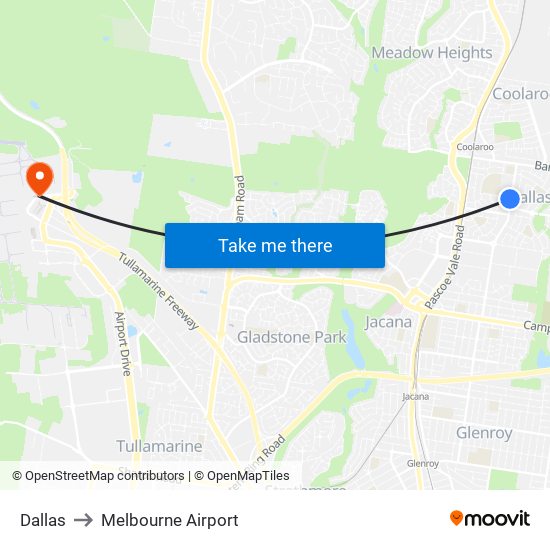 Dallas to Melbourne Airport map