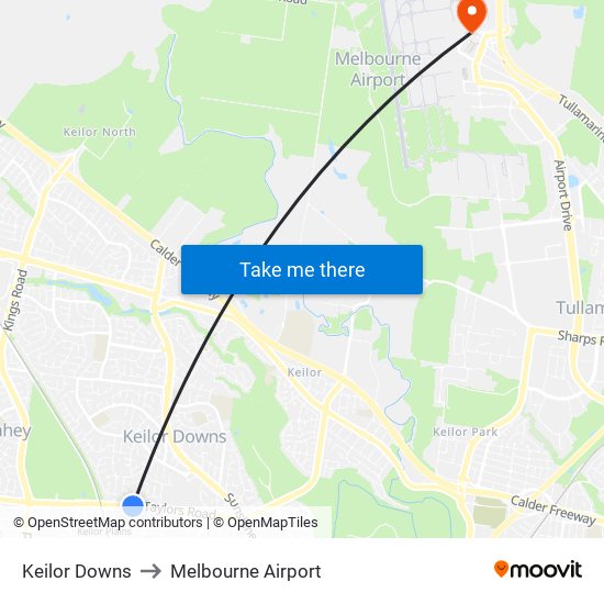 Keilor Downs to Melbourne Airport map