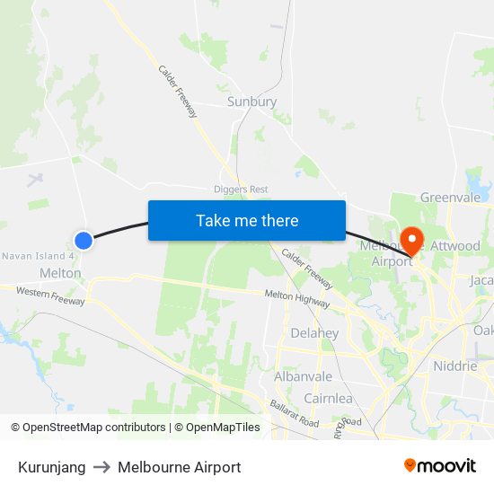 Kurunjang to Melbourne Airport map