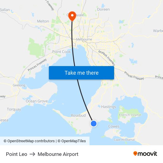 Point Leo to Melbourne Airport map