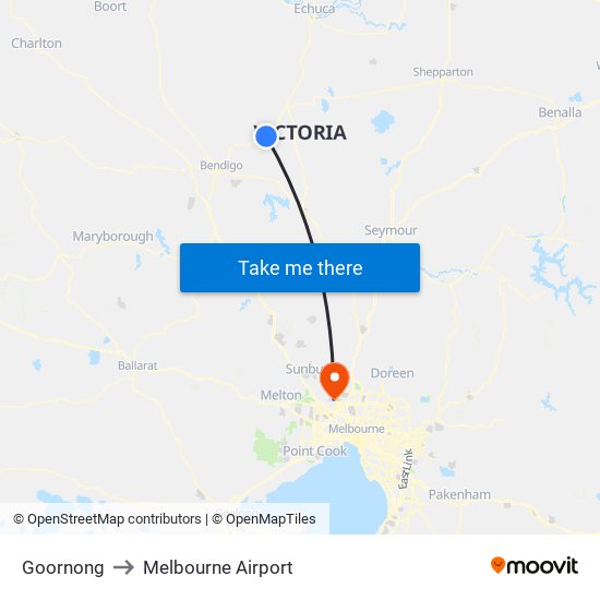 Goornong to Melbourne Airport map