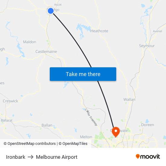 Ironbark to Melbourne Airport map