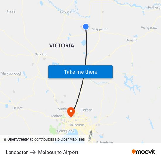 Lancaster to Melbourne Airport map