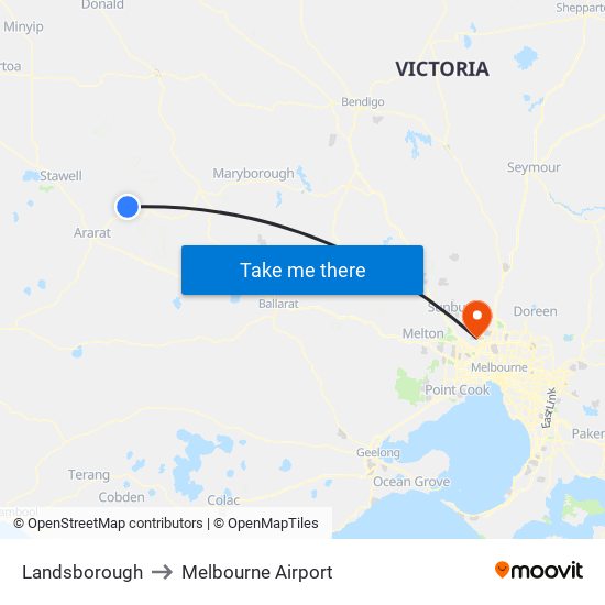 Landsborough to Melbourne Airport map