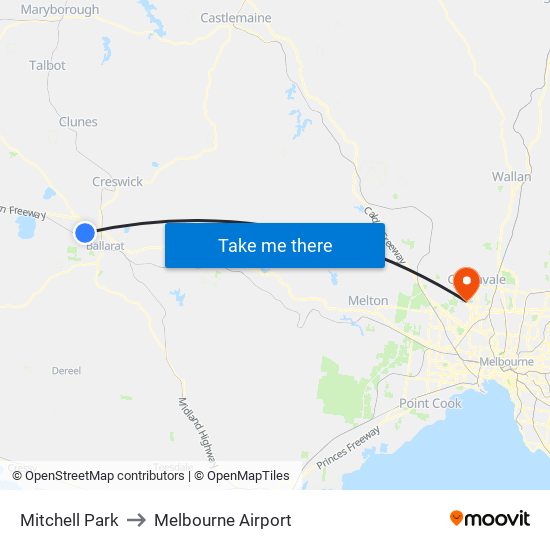 Mitchell Park to Melbourne Airport map