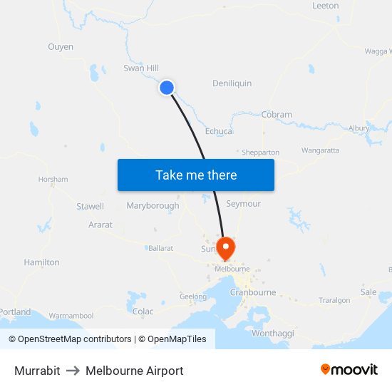 Murrabit to Melbourne Airport map