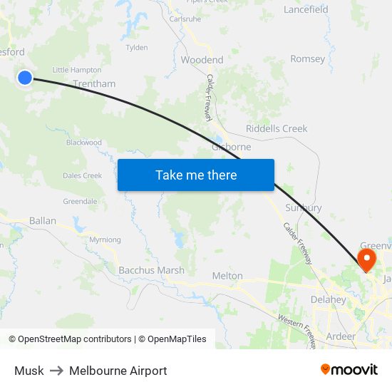 Musk to Melbourne Airport map